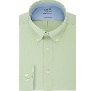 NWT IZOD Cool FX Check Print Dress Shirt Celery